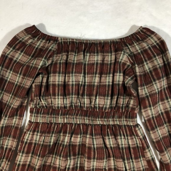 NEW Paper Crane Womens Small Plaid Squared Neck Button Dress Fall NWT $54 - Picture 6 of 12